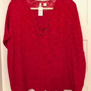 Red Short Sleeve Sweater